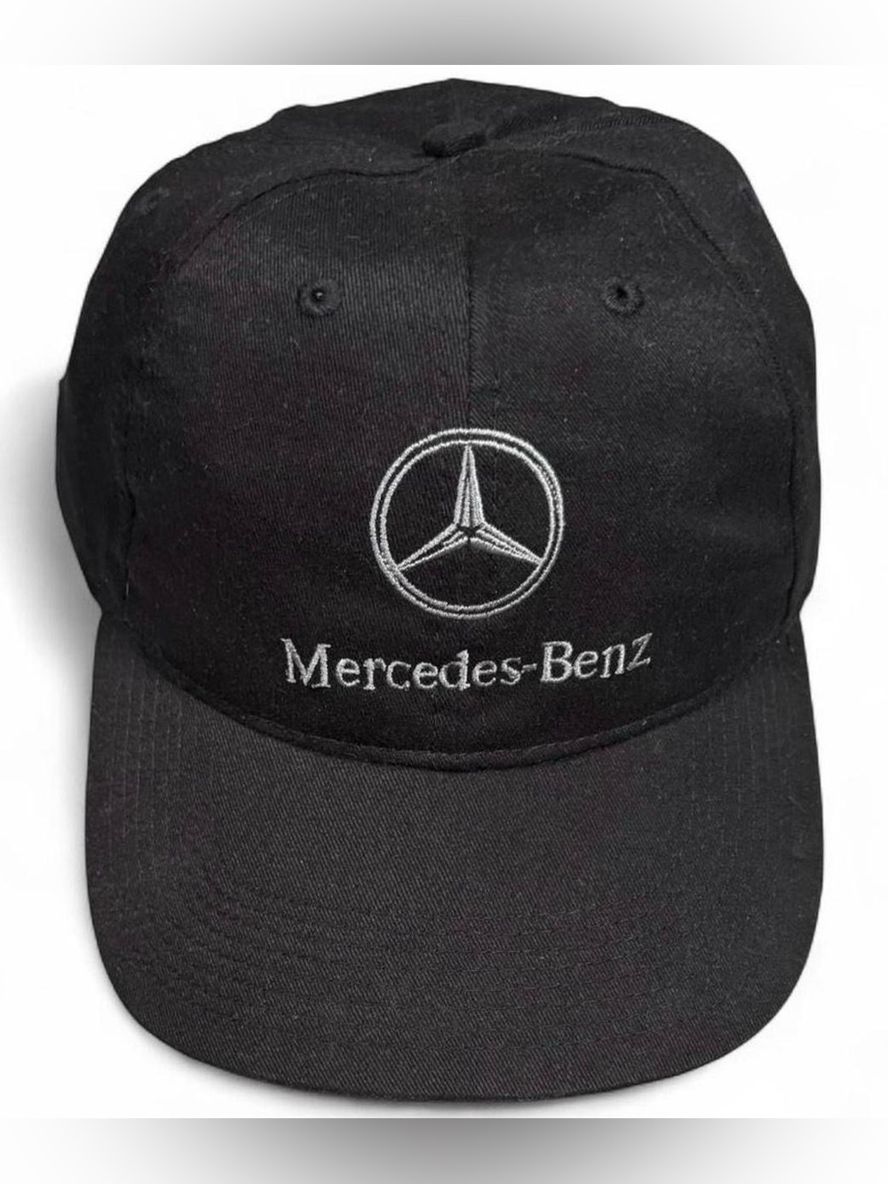 Vintage 90s Mercedes-Benz Embroidered Racing F1 Nascar Strap Back Hat Cap Black